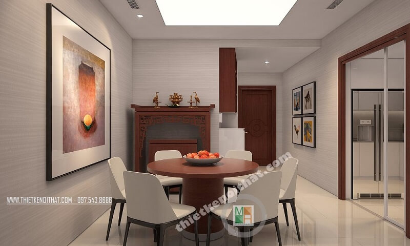 Mẫu thiết kế nội thất phòng ăn chung cư đẹp với bộ bàn ghế ăn đơn giản nhỏ gọn Mẫu nội thất chung cư hiện đại
