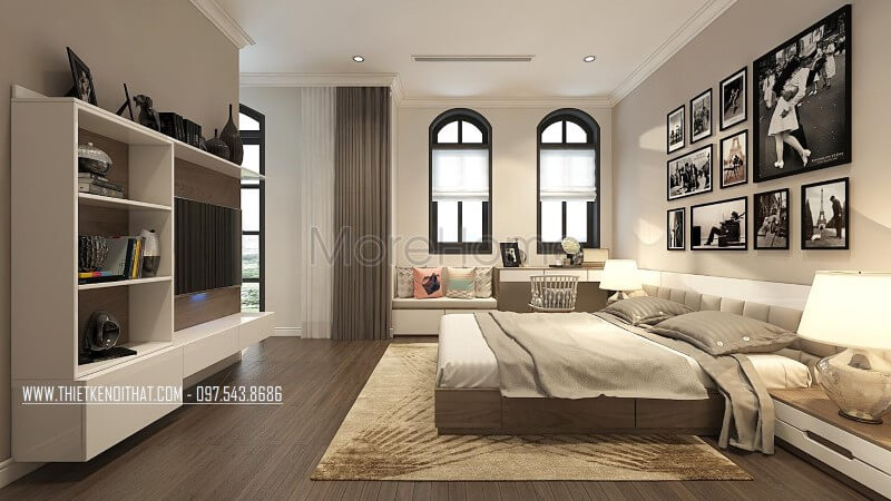 Giường ngủ biệt thự hiện đại Giường ngủ biệt thự hiện đại