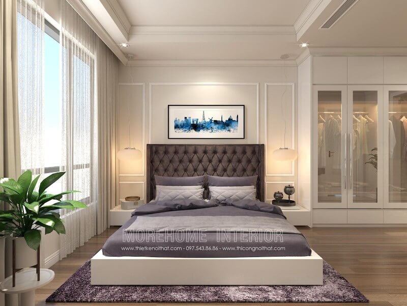 Giường ngủ biệt thự hiện đại Giường ngủ biệt thự hiện đại