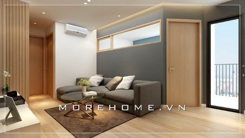 Bàn trà hình tròn mặt kính kết hợp cùng với bộ sofa tạo nên 1 không gian phòng khách hoàn hảo.